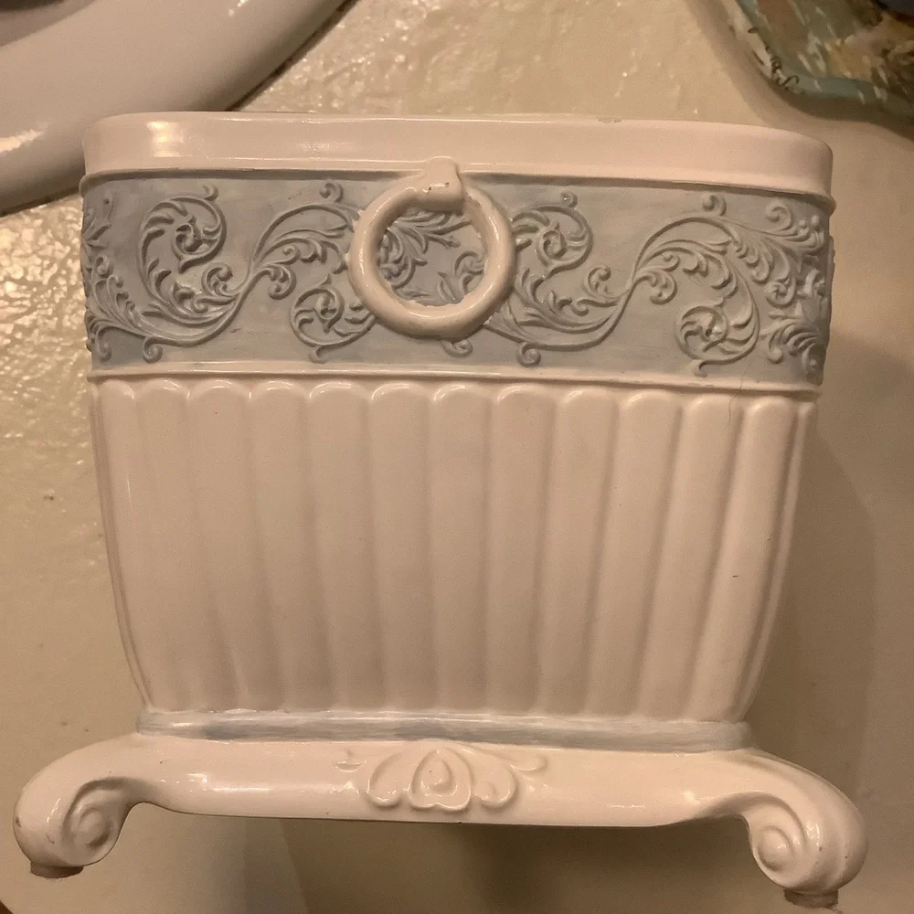 Grandmillenial Blue White Ceramic Tissue Box Cover Holder